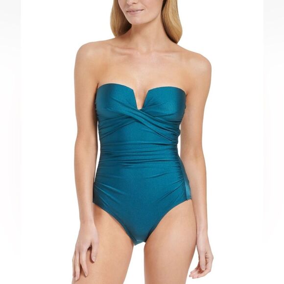Calvin Klein Molded Split Cup Tummy Control One Piece Swimsuit Size 10 NEW NWT - Picture 1 of 16